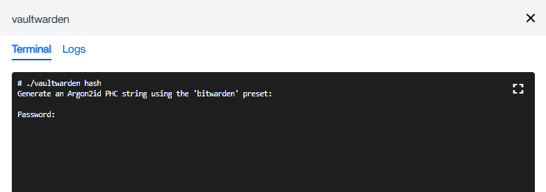 Generating an Argon2 hash in the container terminal